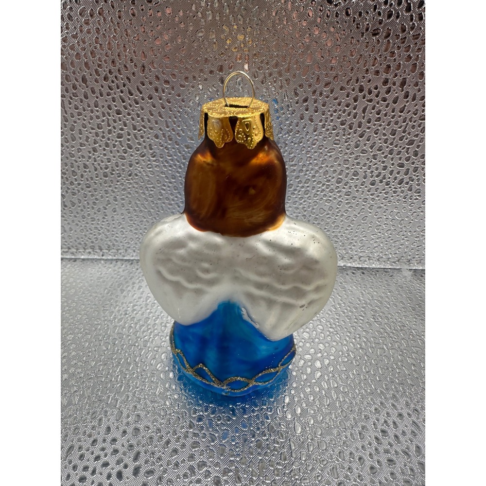 Vintage Blown Glass Angel Ornament Blue Robe Gold Glitter Wings Christmas - Picture 3 of 10
